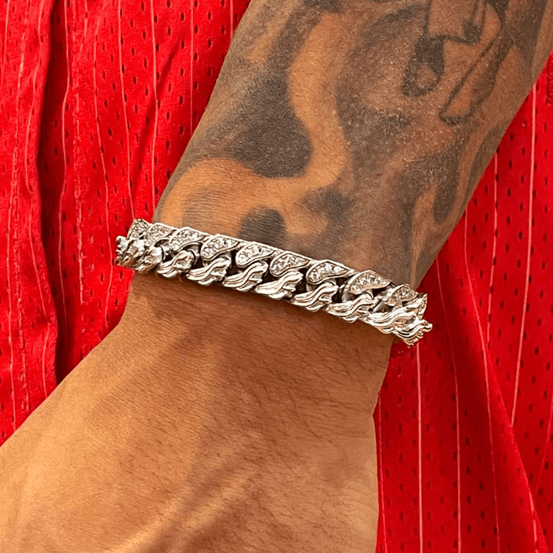 10mm Iced Cuban Flame Link Bracelet - Cernucci